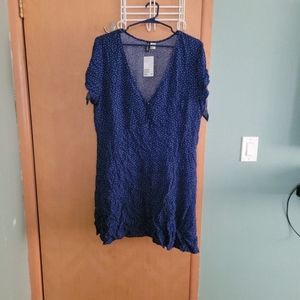 H and m size 16 navy with white dots dress